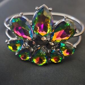 🔥1HOUR FLASH SALE PRICE LARGE IRIDESCENT OIL SPILL HINGE BRACELET